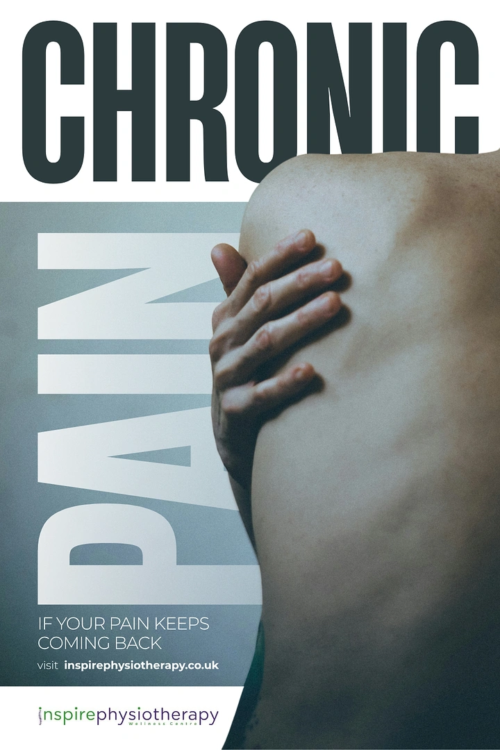 Physiotherapy creative ad: Person clutching a painful shoulder or upper back