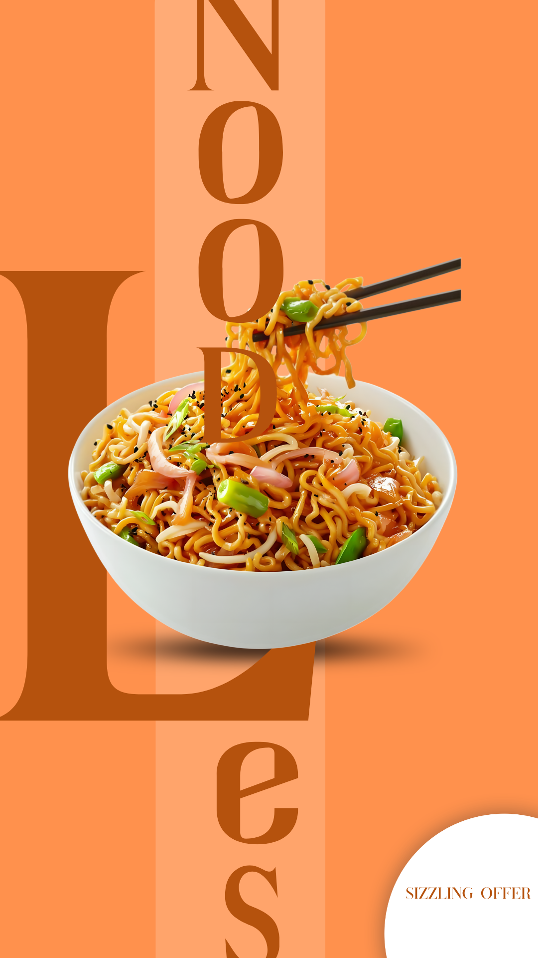 Story: Noodles integrated into oversized typography