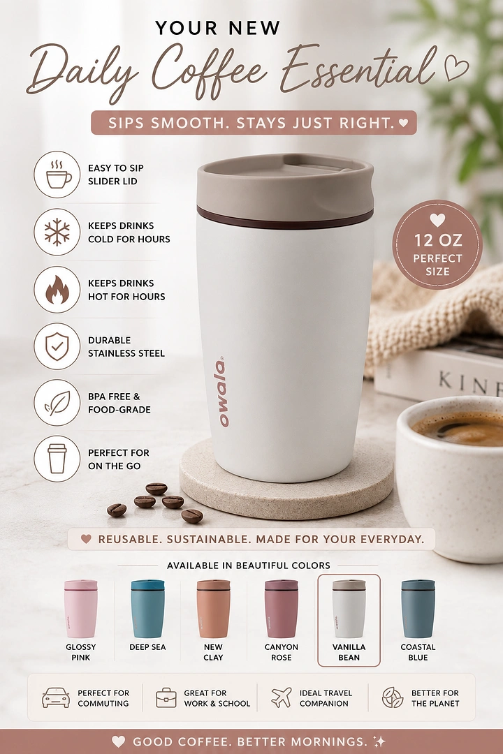 Tumblers, Flasks & Drinkware creative ad: Premium styled product photo presentation