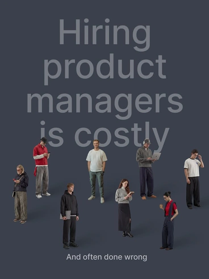 Recruitment & Staffing Agencies creative ad: Scattered young professionals standing on a slate backdrop