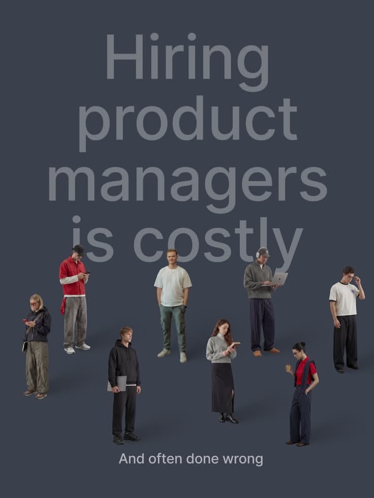 Instagram post: Scattered young professionals standing on a slate backdrop