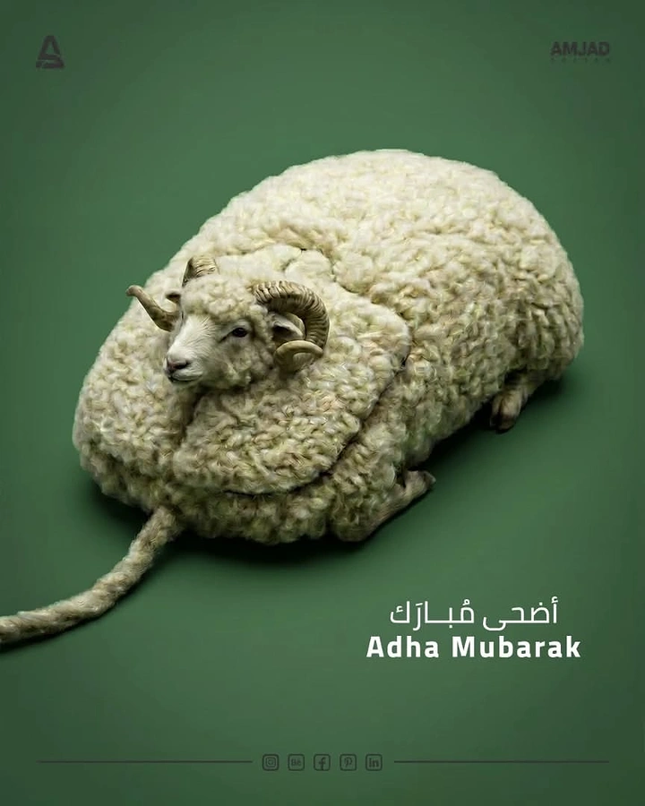 Eid creative ad: Woolly ram shaped like a computer mouse