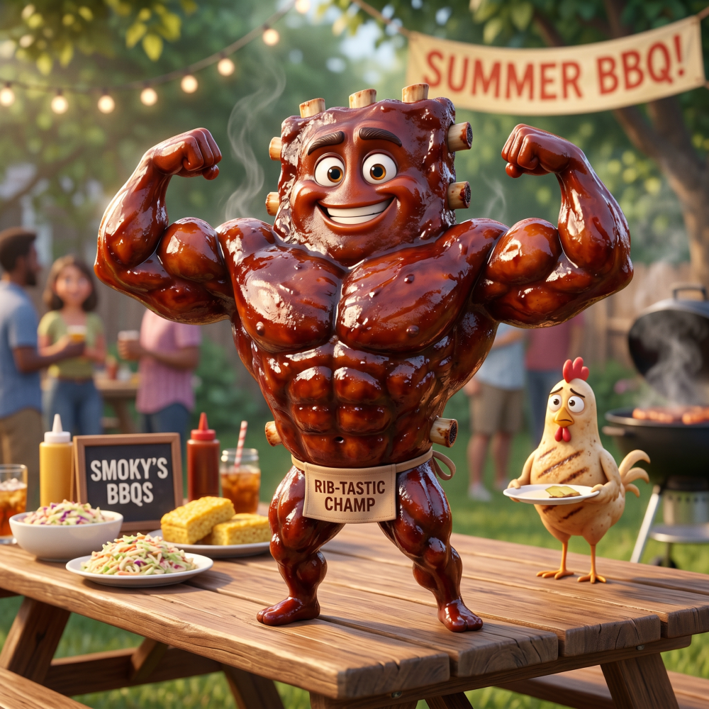 Instagram post: Muscular mascot turns sauce into character