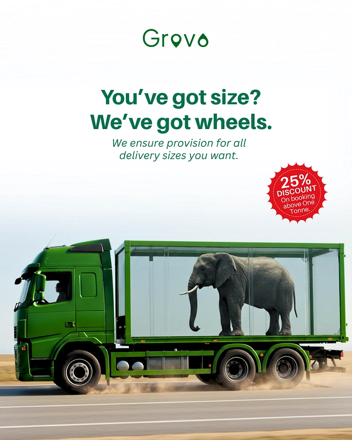 Movers & Packers creative ad: Elephant in truck: 'You've got size' pun