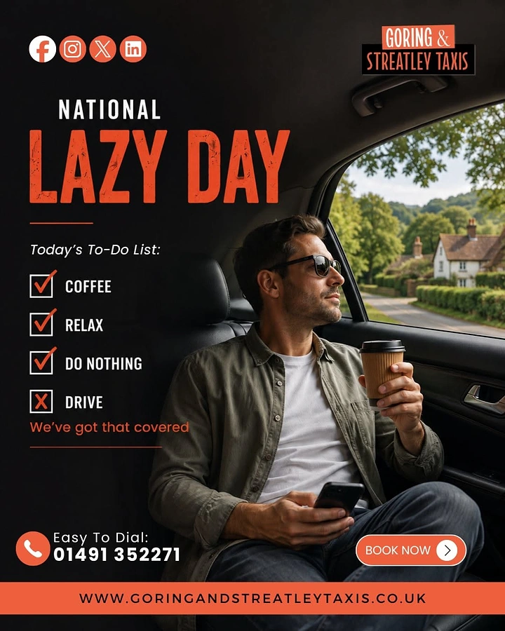 Taxi & Cab Services creative ad: Lazy-day checklist sells effortless service
