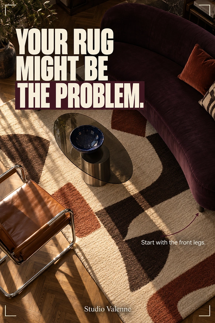 Rugs & Carpets creative ad: Witty problem-focused rug headline
