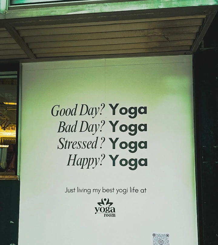 Yoga Studios creative ad: Billboard: yoga as the answer to every mood
