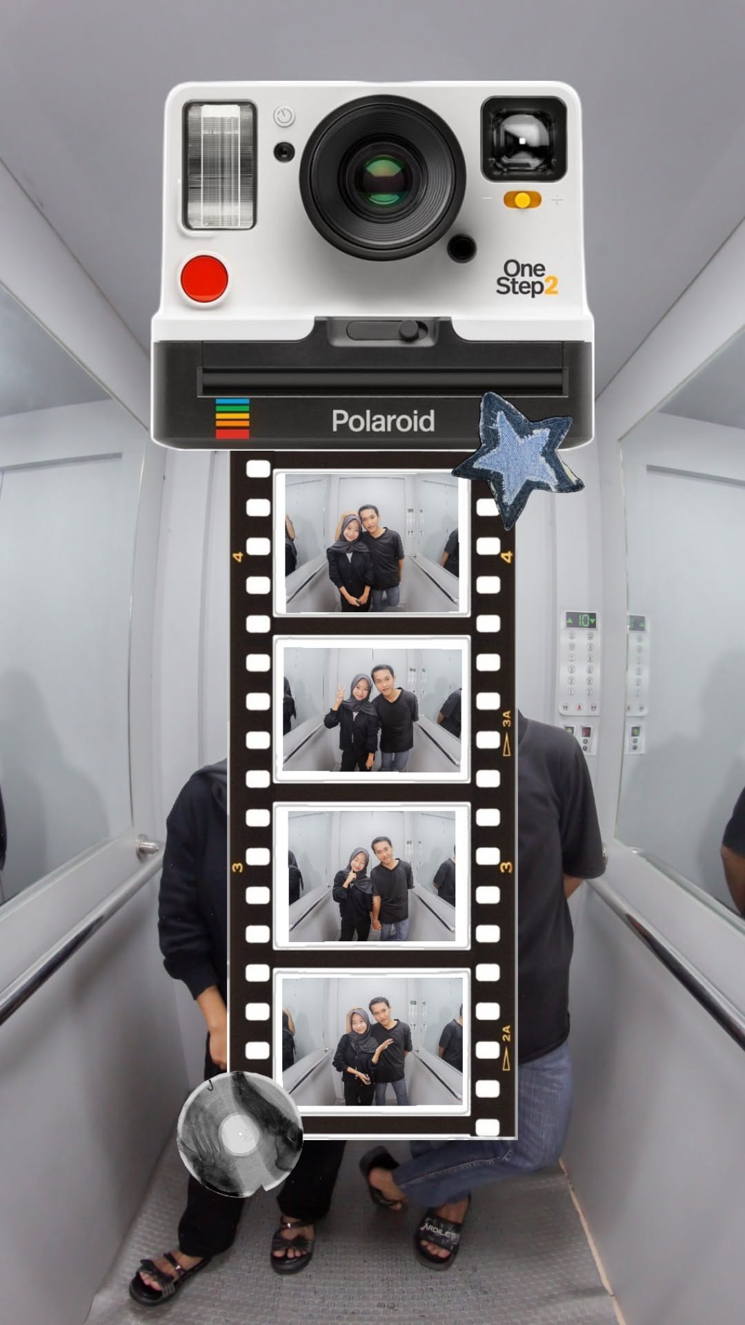 Story: Giant Polaroid camera frames booth strips