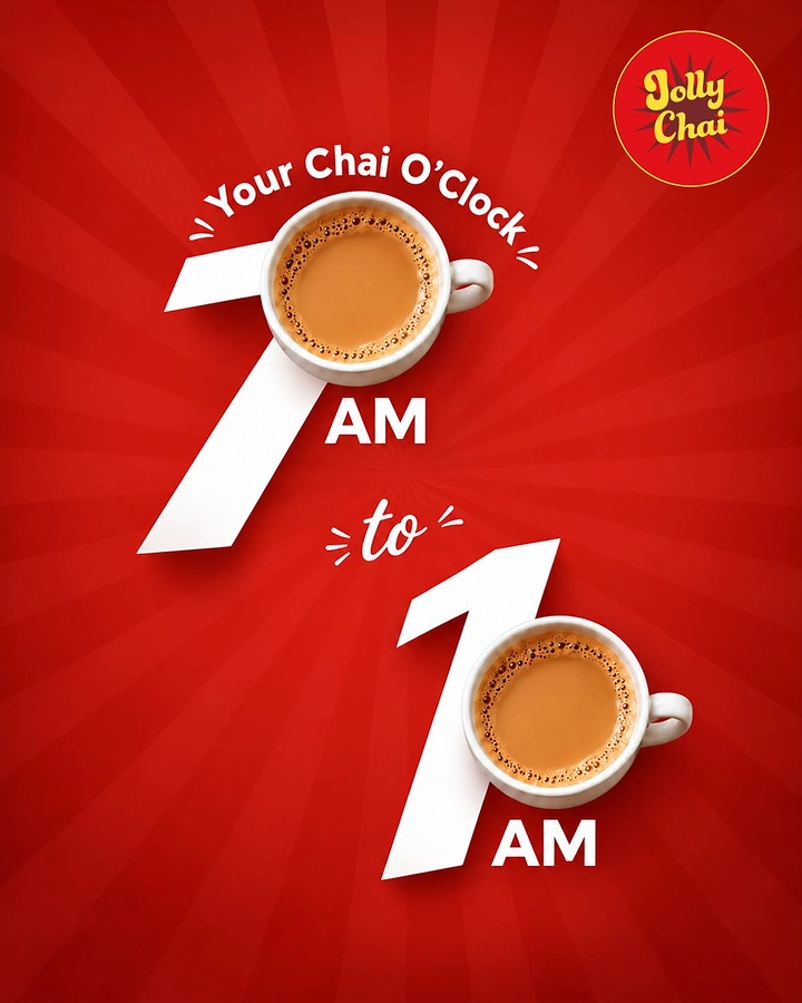 Tea & Chai Brands creative ad: Cups form numbers 7 and 1
