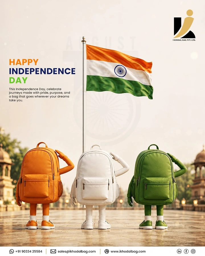 Independence Day creative ad: Tricolour backpacks saluting the flag
