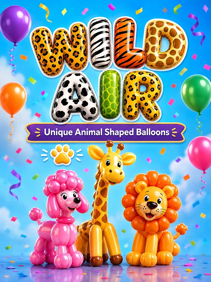 Balloon & Party Decorators creative ad: Animal balloons become playful headline lettering