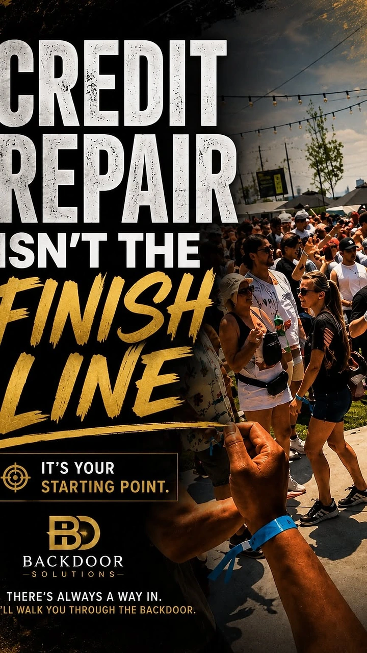 Credit Repair & Credit Score Services creative ad: Credit repair as finish-line journey