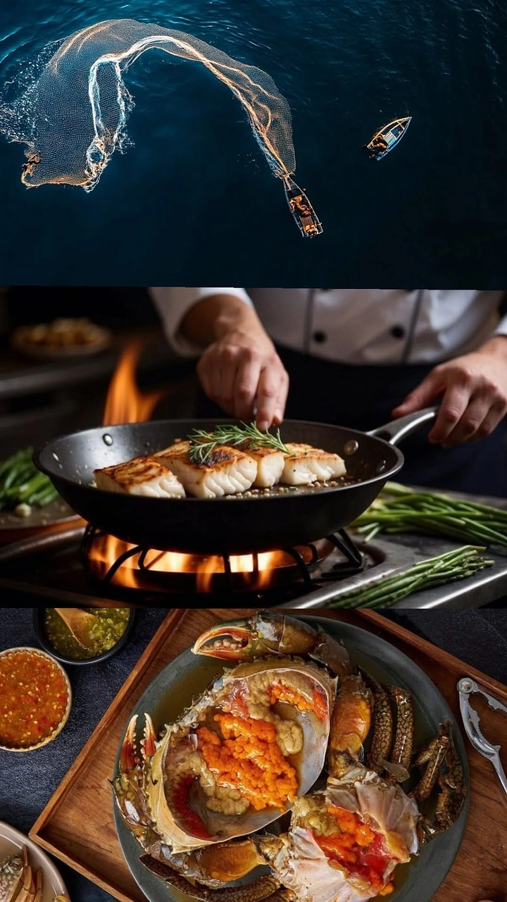Seafood Restaurants creative ad: Floating fish creates striking culinary metaphor