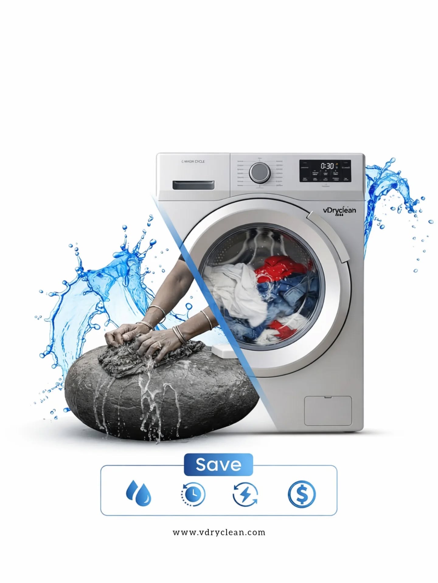 Instagram post: Laundry splashing out of washer drum
