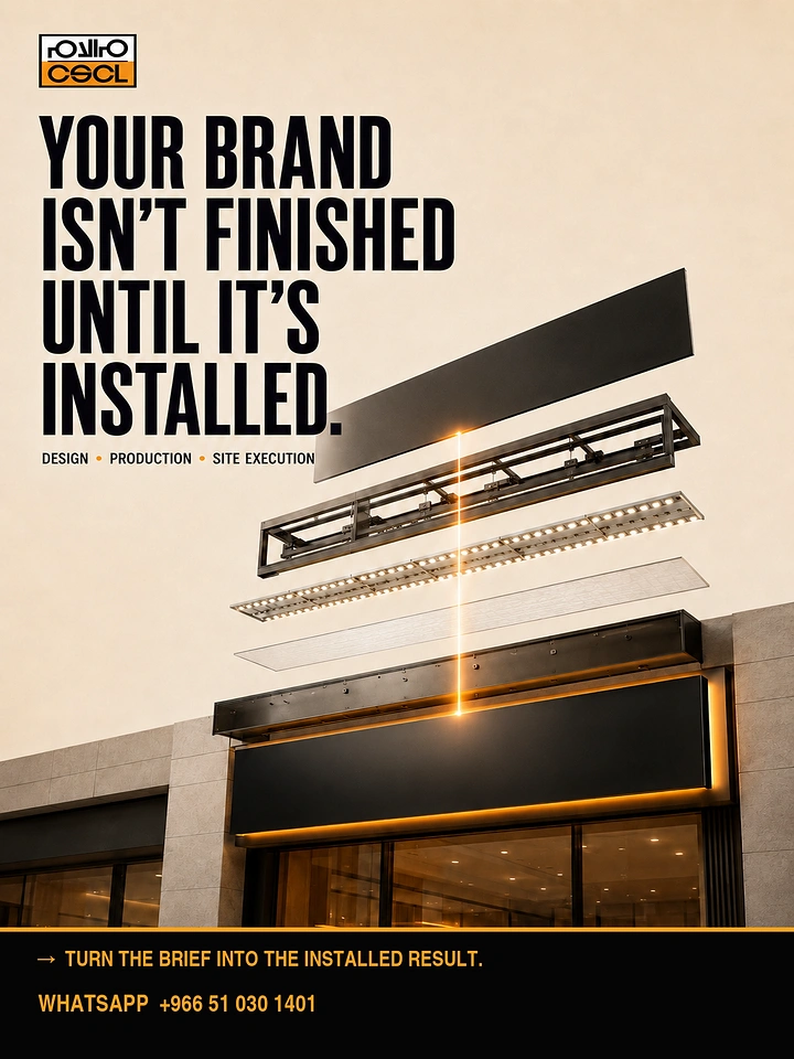 Signage & Sign Makers creative ad: Installation completes the unfinished-brand idea