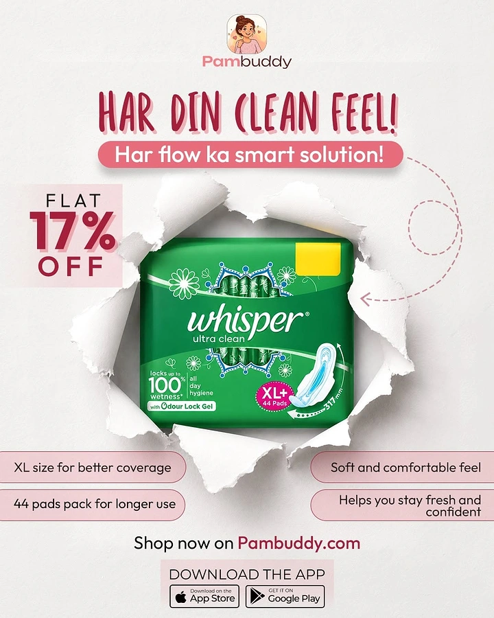 Period Care & Feminine Hygiene creative ad: Torn-paper product reveal
