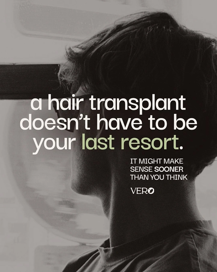 Hair Transplant & Hair Clinics creative ad: Witty 'not your last resort' copy