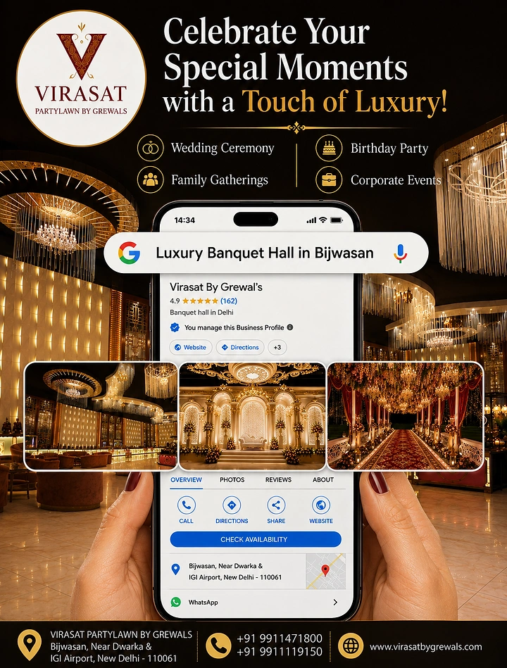 Banquet Halls & Venues creative ad: Google search phone shows venue listing