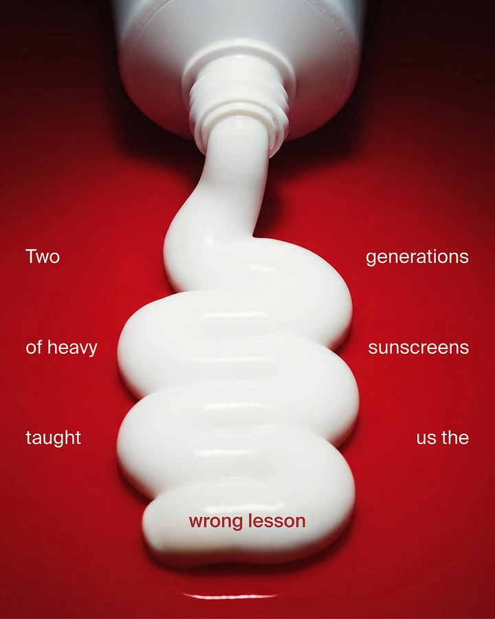Sunscreen & Sun Care creative ad: Cream shape dramatizes heavy sunscreen lesson