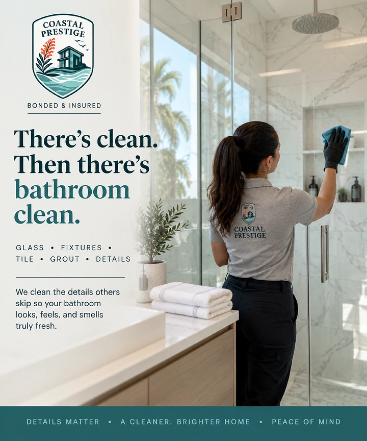 Cleaning Services creative ad: Witty copy: there's clean, then bathroom clean