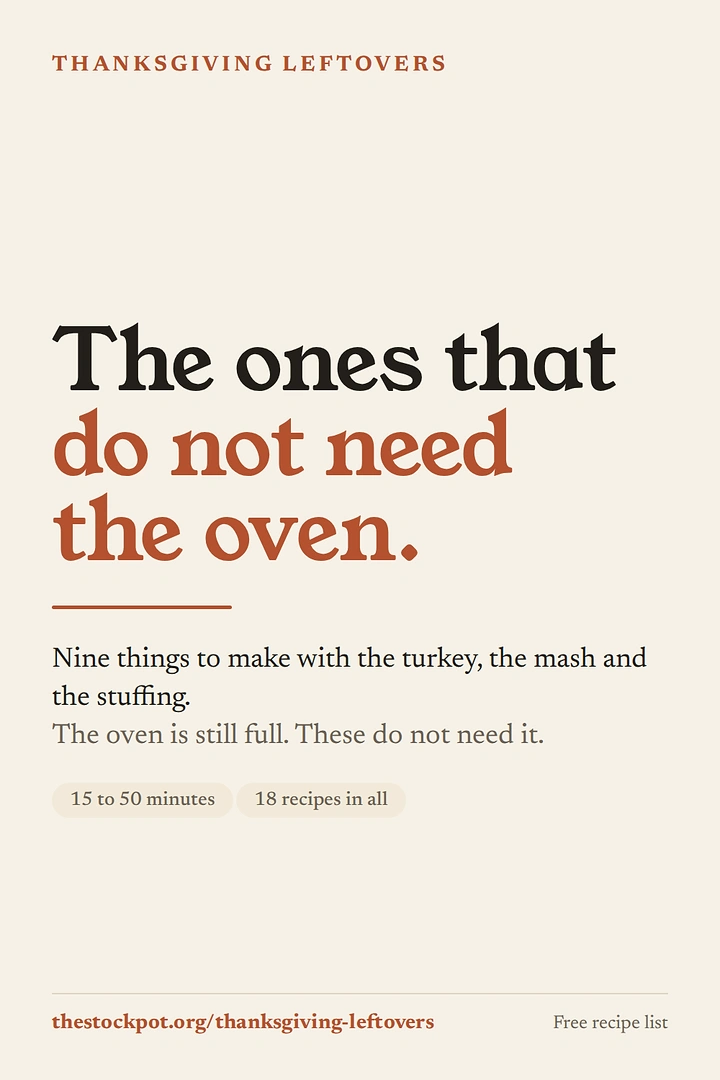 Thanksgiving creative ad: Witty type-only leftovers 'no oven' copy