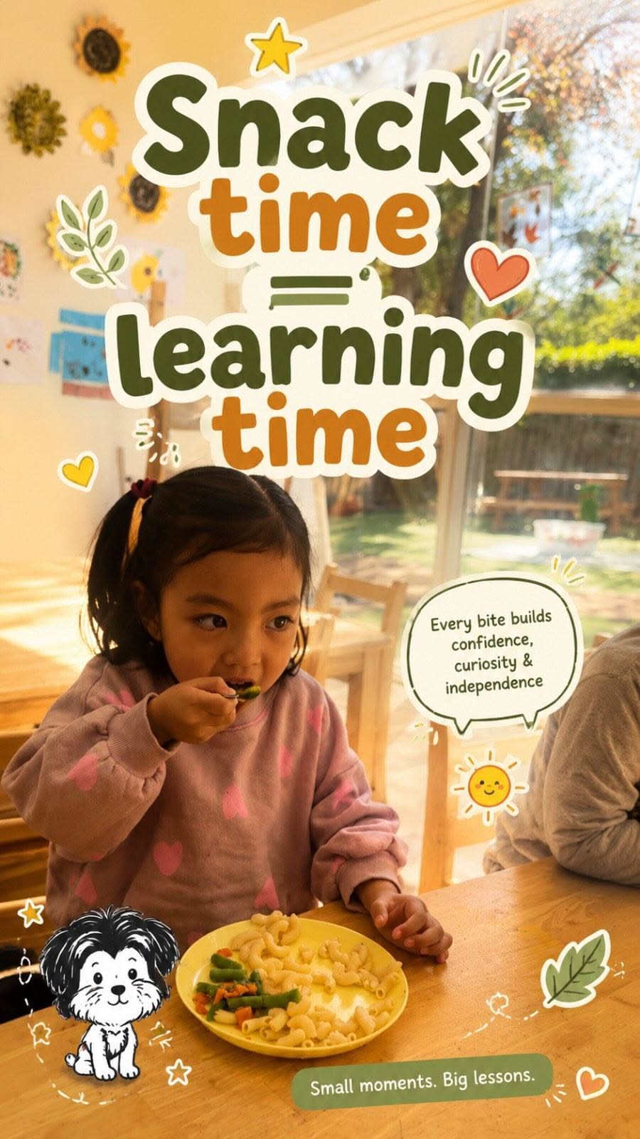 Story: Snack time equals learning time wordplay