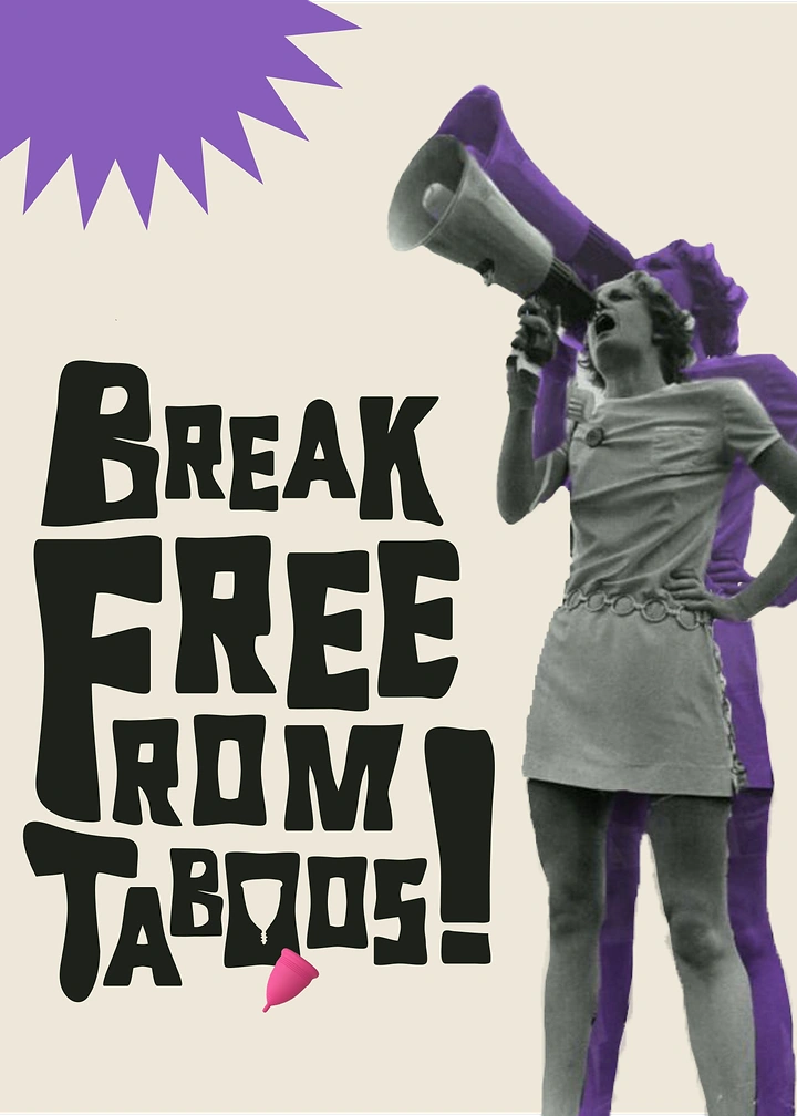 Period Care & Feminine Hygiene creative ad: Megaphone and broken type dramatize taboo