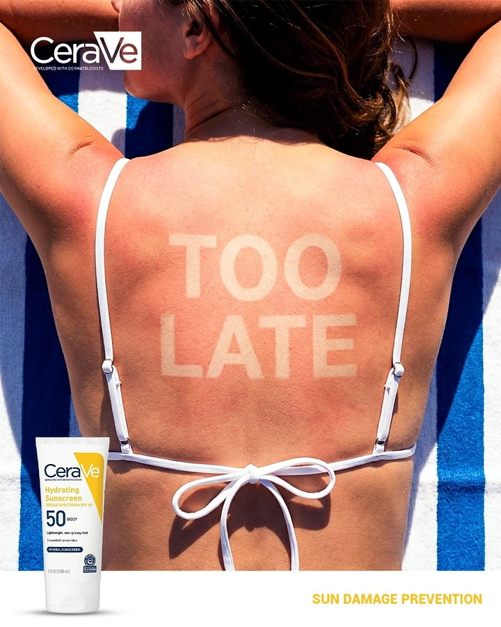 Sunscreen & Sun Care creative ad: Witty late-sunburn prevention message