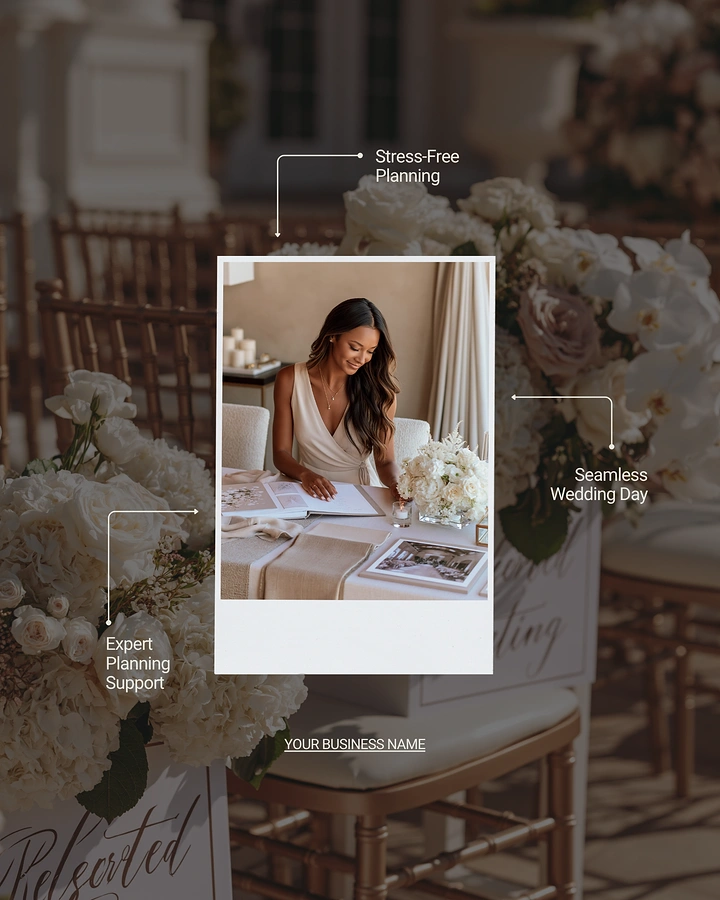 Wedding Planners creative ad: diagram layout visualizing intangible planning services