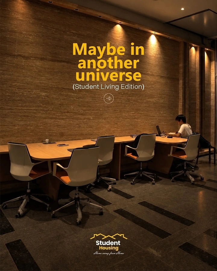 Universities & Colleges creative ad: Student room framed as another universe