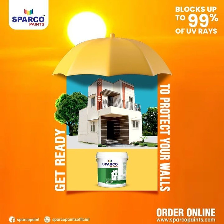 House Painters creative ad: Umbrella shielding house as UV protection