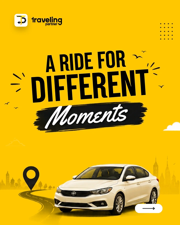 Taxi & Cab Services creative ad: Distinctive journey path and bold copy