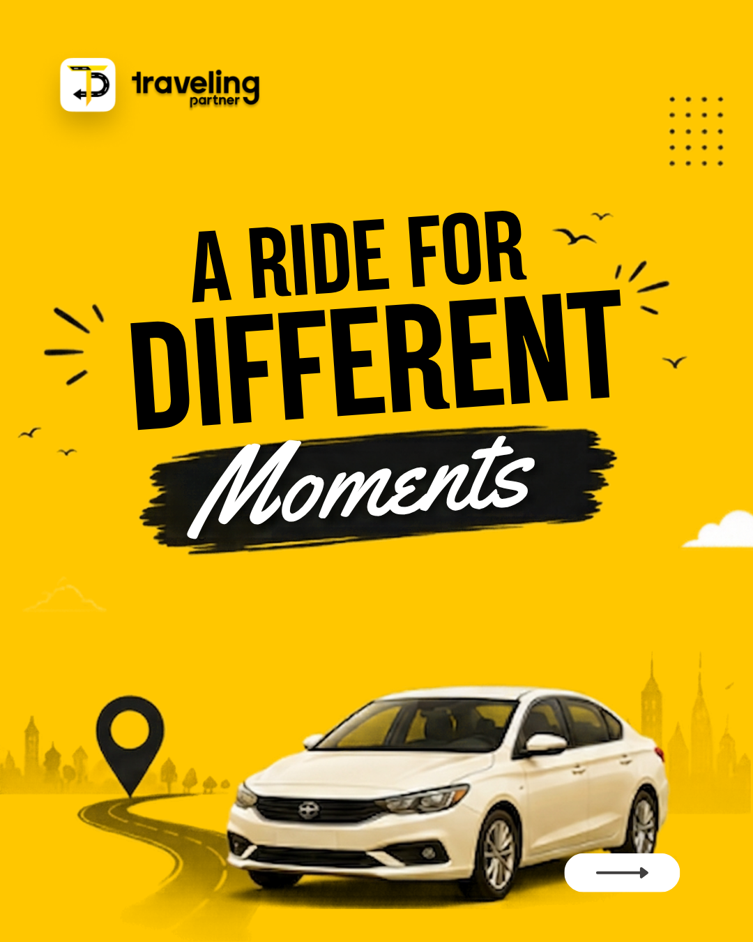 Instagram post: Distinctive journey path and bold copy