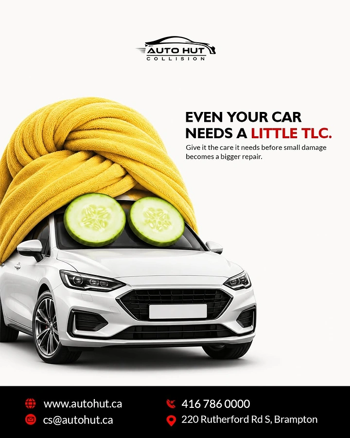 Car Wash & Detailing creative ad: Car spa day: towel turban, cucumber eyes