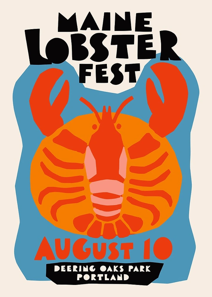 Seafood Restaurants creative ad: Lobster transformed into a bold festival poster symbol