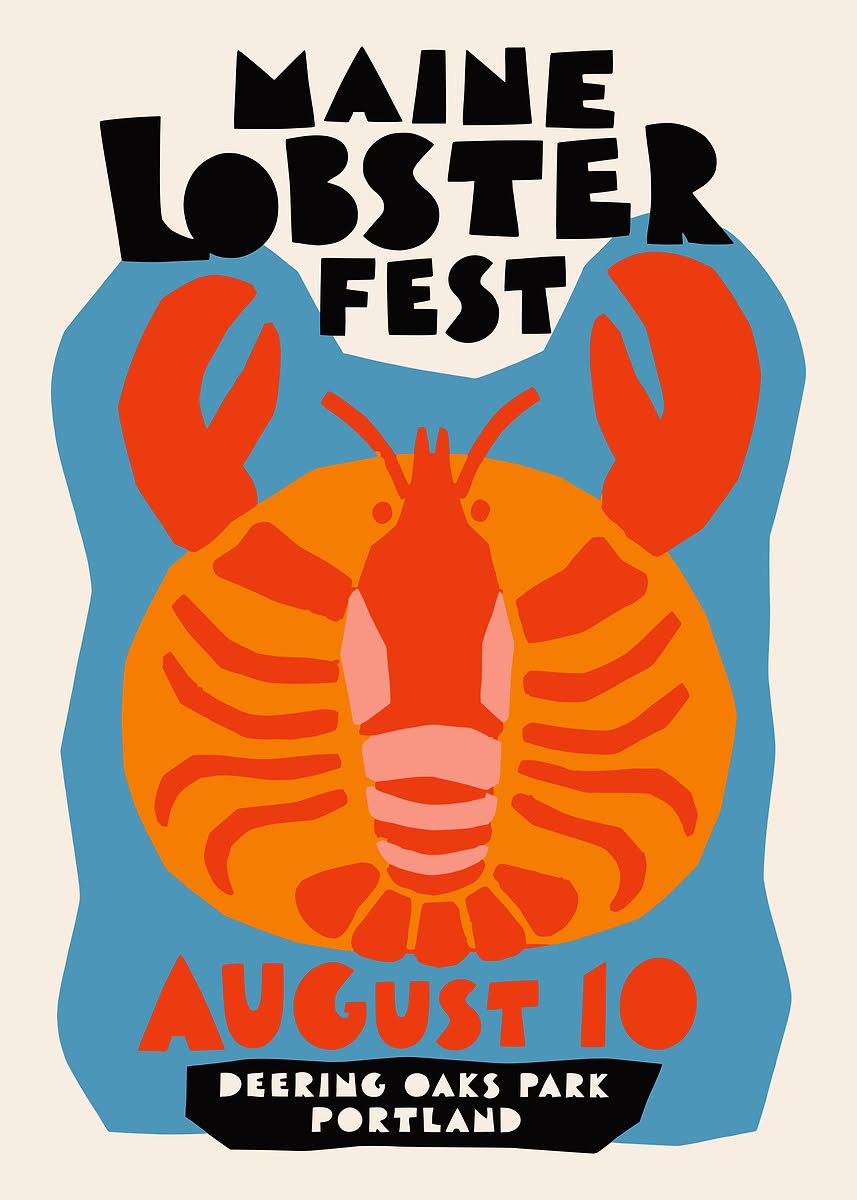 Story: Lobster transformed into a bold festival poster symbol