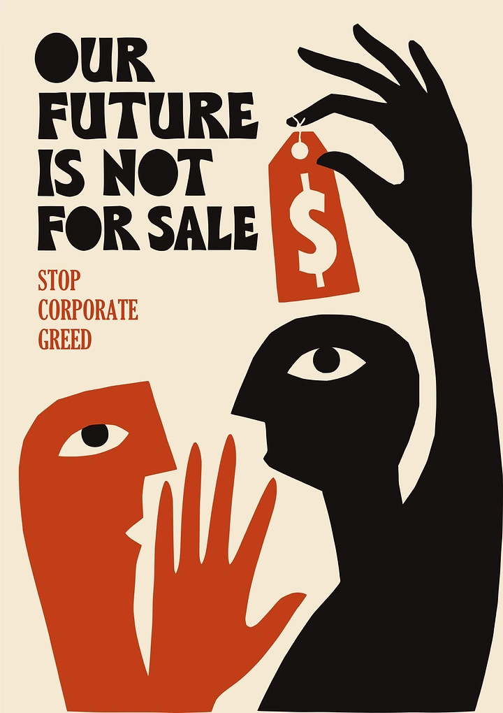 Nonprofit & Social Cause creative ad: Black silhouette figure dangling a dollar price tag over an alarmed red figure