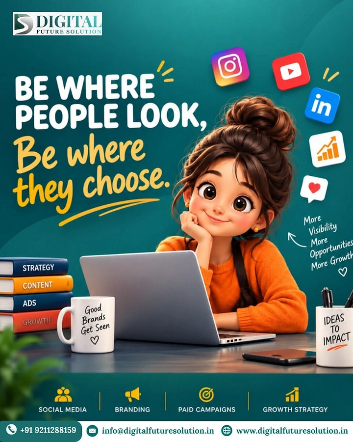 Agency creative ad: 3D cartoon girl, witty 'be where they choose' copy