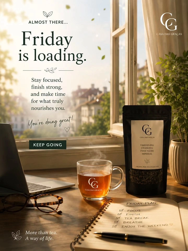 Tea & Chai Brands creative ad: 'Friday is loading' witty tea break copy