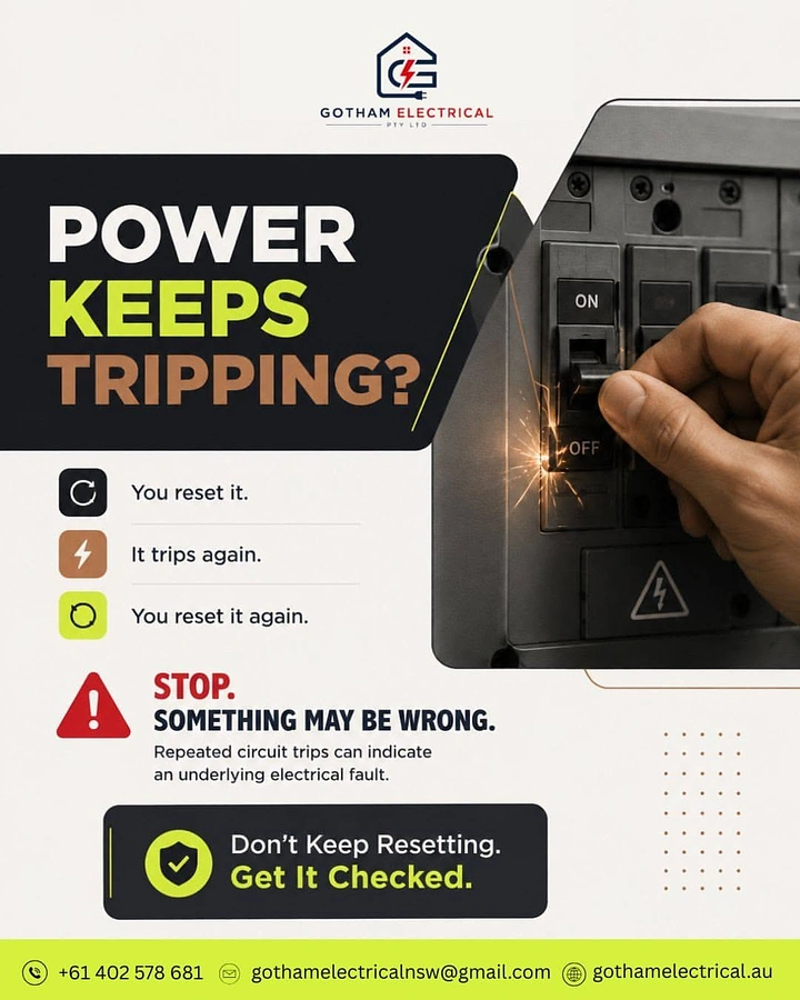 Electricians creative ad: Relatable breaker-tripping problem story copy