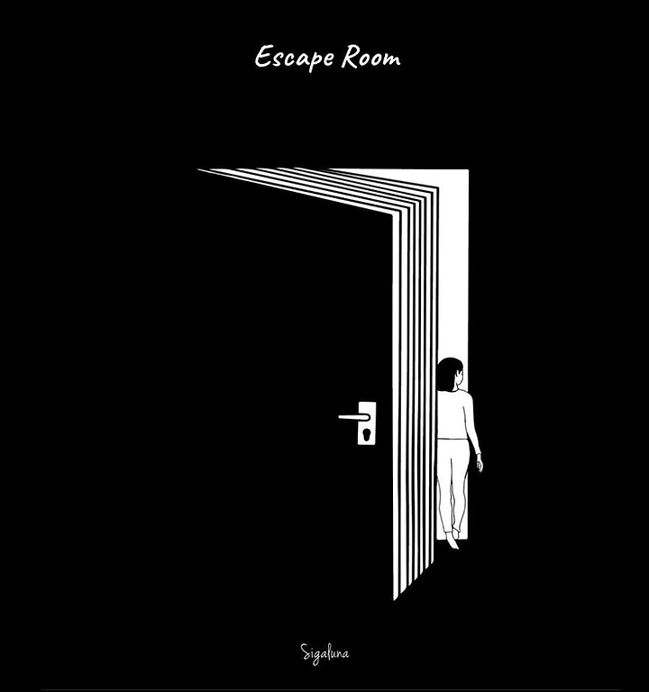 Escape Rooms creative ad: Minimal doorway creates strong escape metaphor