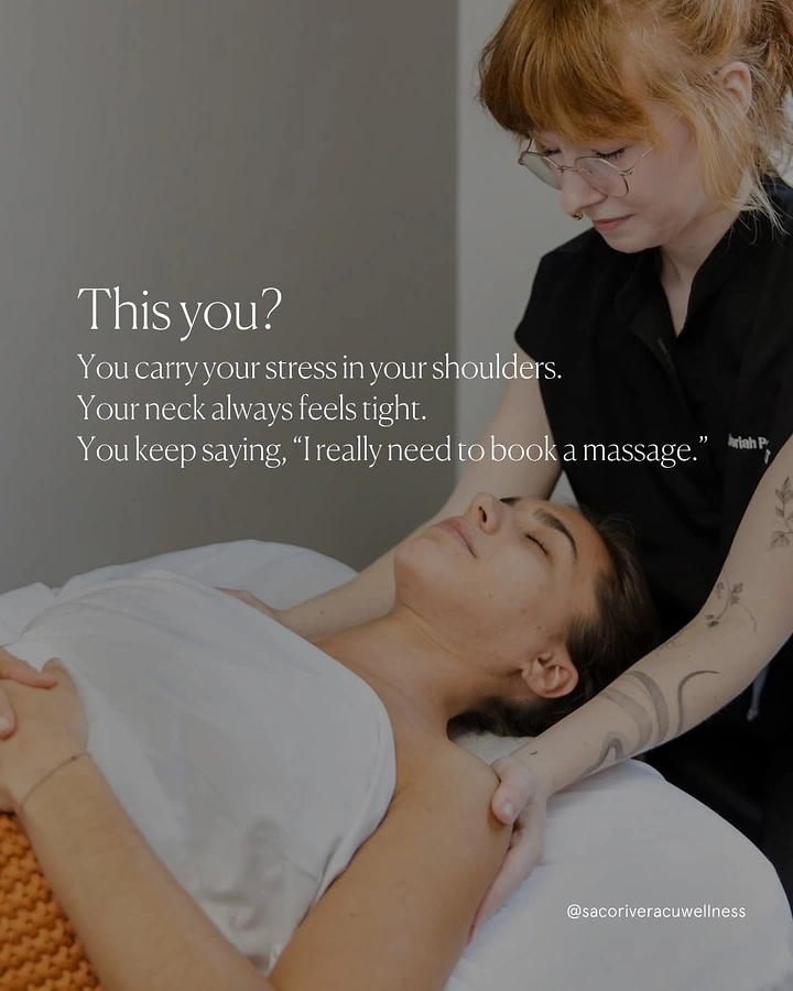 Spa & Massage creative ad: Relatable 'This you?' copy hooks stressed clients
