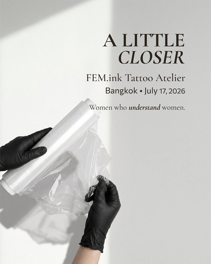 Tattoo Studios creative ad: Cling-wrap tease, 'a little closer' editorial