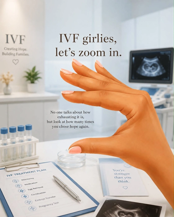 IVF & Fertility Clinics creative ad: 'Let's zoom in' pinch gesture, witty