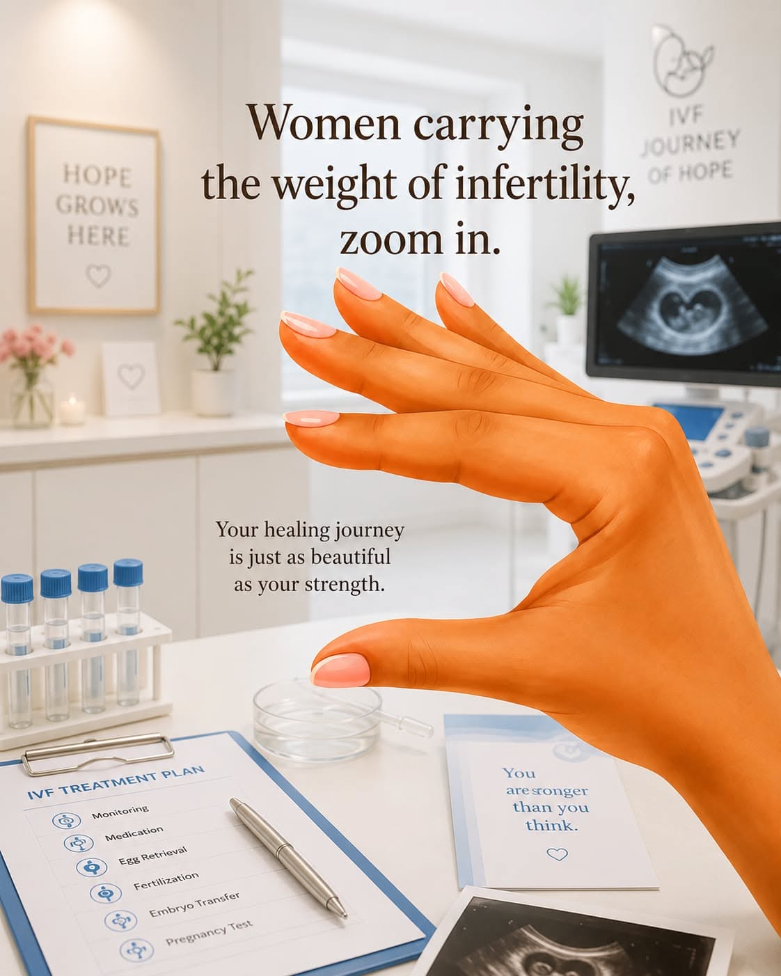 Instagram post: 'Let's zoom in' pinch gesture, witty, slide 4