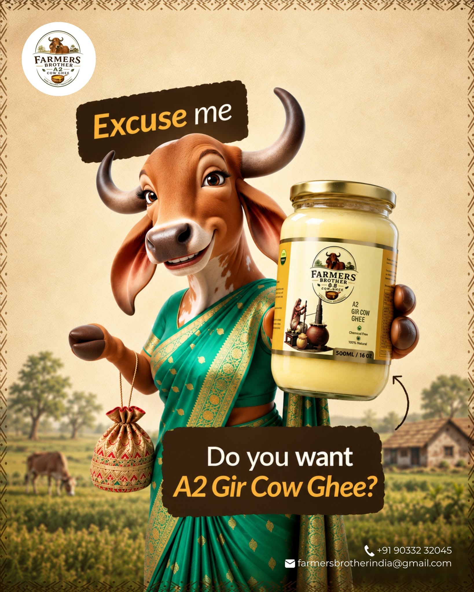 Instagram post: Saree-clad cow mascot offers ghee