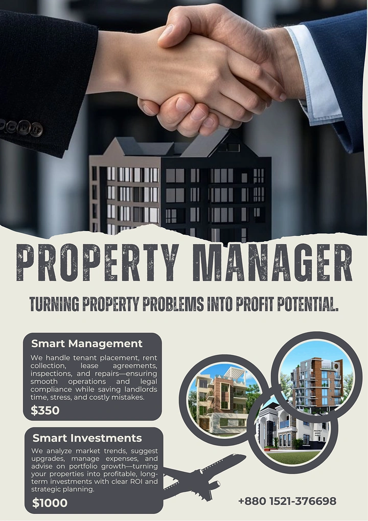 Property Management creative ad: Handshake turns management into trust metaphor