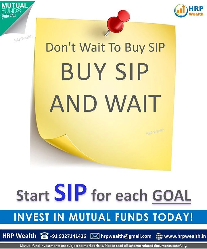Stock Brokers & Investing creative ad: Sticky-note wordplay 'Buy SIP and wait'