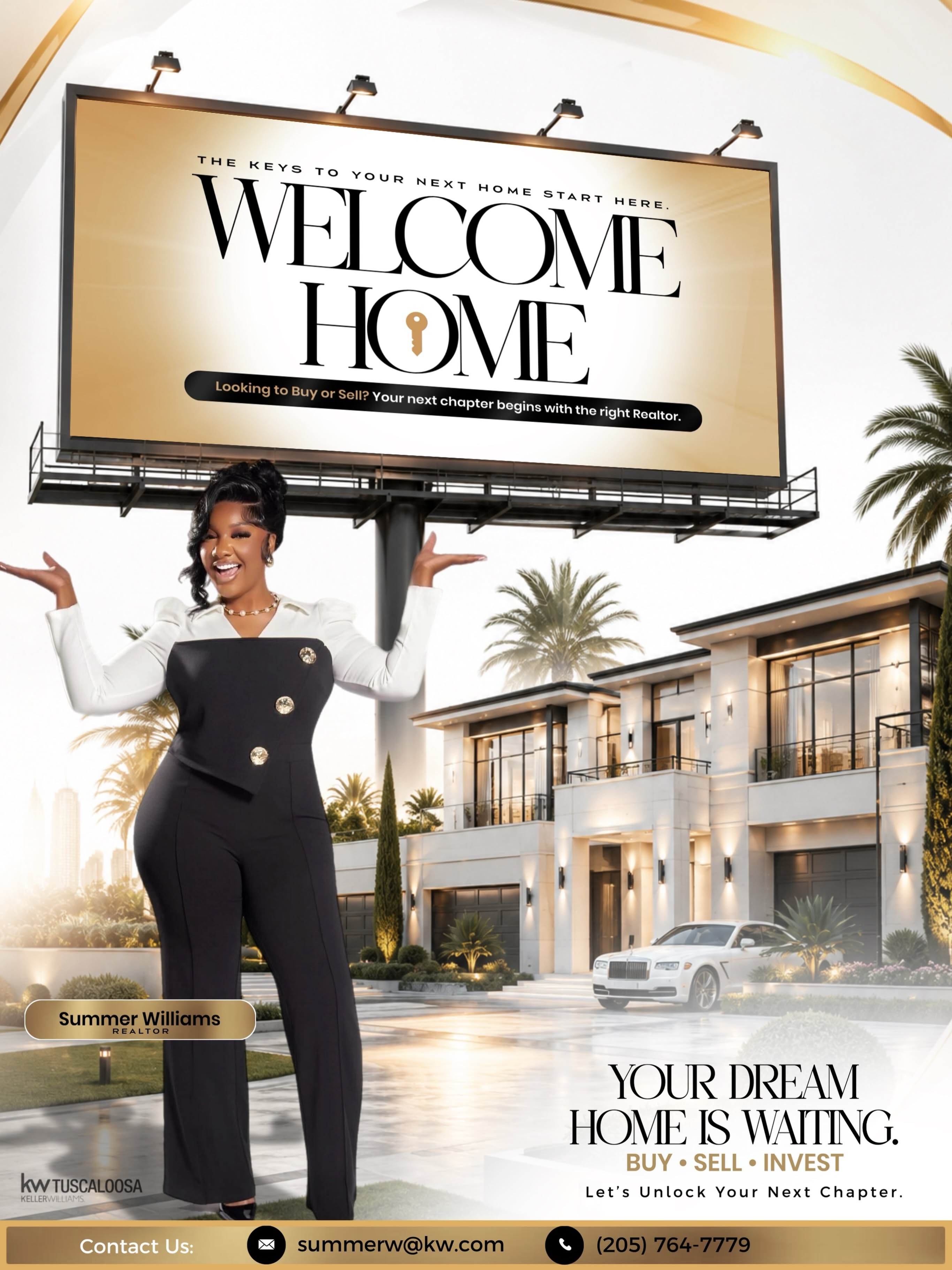 Instagram post: Agent stepping out of Welcome Home billboard