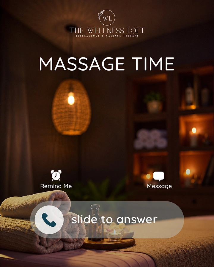 Spa & Massage creative ad: Incoming-call UI metaphor: 'Massage Time' calling